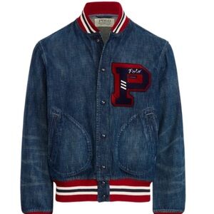 Polo by Ralph Lauren Denim Varsity Jacket with Red Trim
